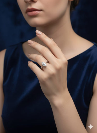 925 Silver Marquise-Cut Ring